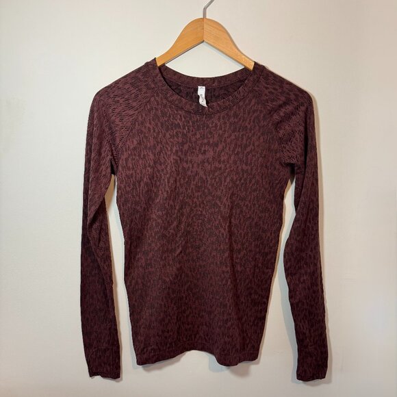 Athleta Momentum Allure Decadent Chocolate Print Long Sleeve Top Size S - Picture 3 of 5